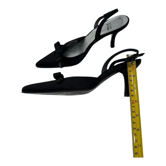 STUART WEITZMAN BLACK SATIN EVENING DRESS BOW SLINGBACK shoes size 8 N - Picture 7 of 15
